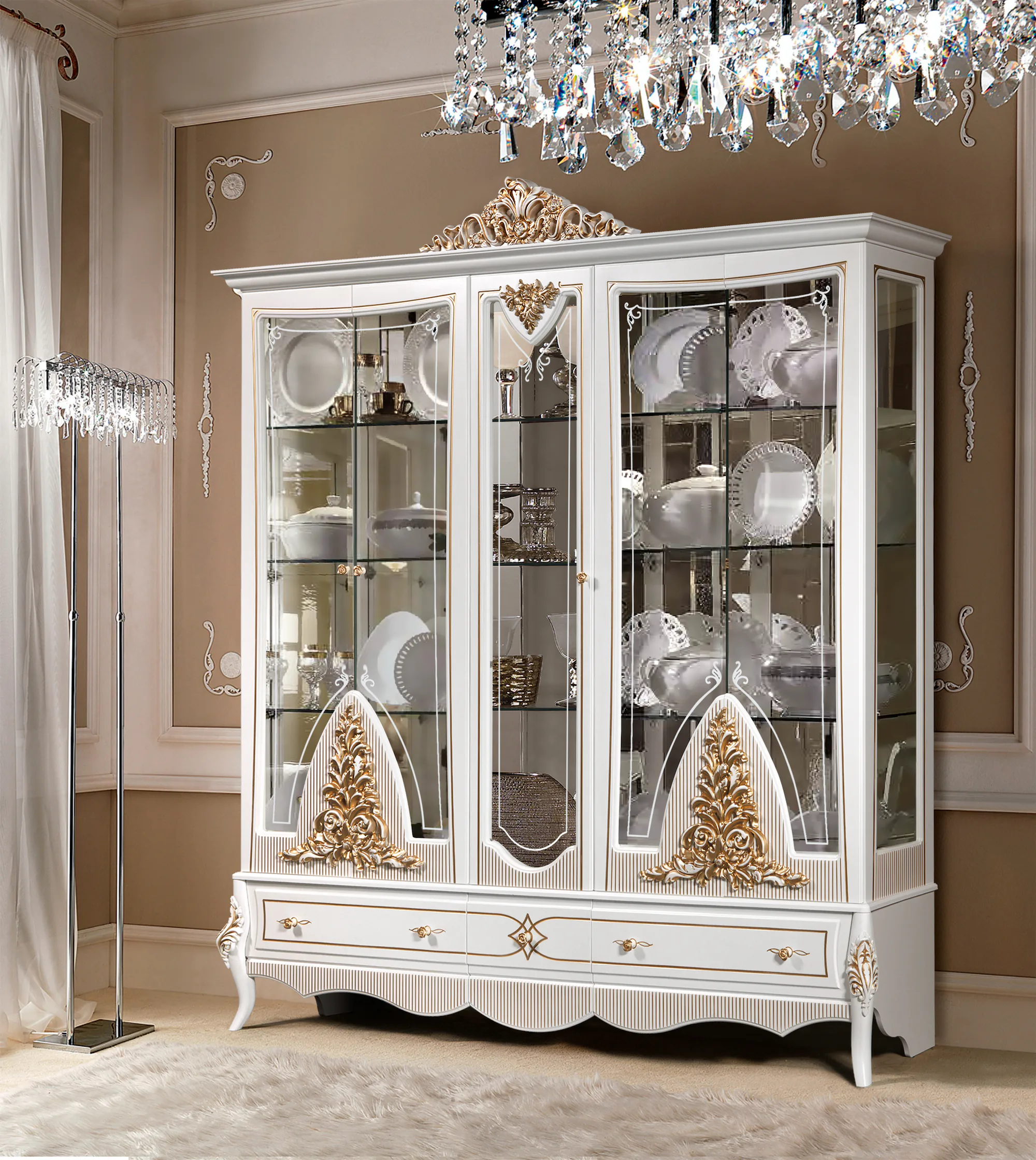 фото шкаф с витриной 5-ти дв. стелла