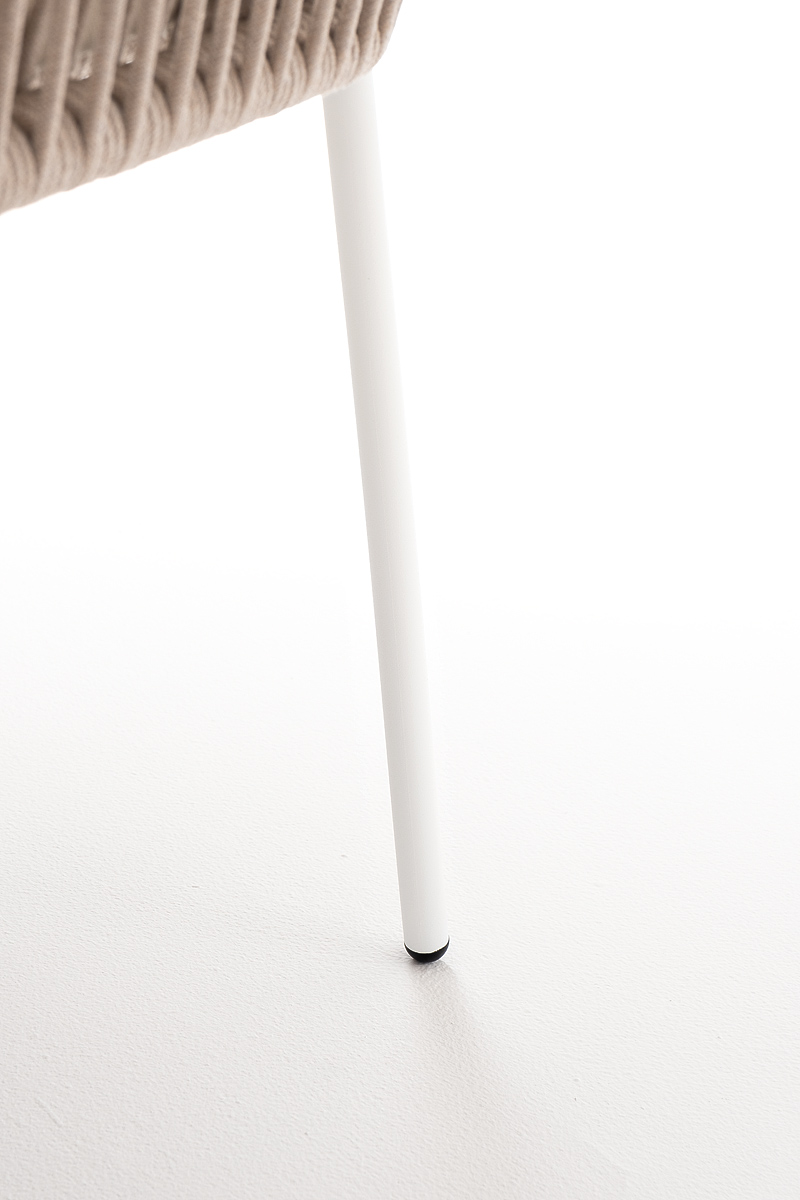 "Лион" стул плетеный из роупа, каркас из стали белый муар, роуп бежевый круглый, ткань бежевая фото "лион" стул плетеный из роупа, каркас из стали белый муар, роуп бежевый круглый, ткань бежевая