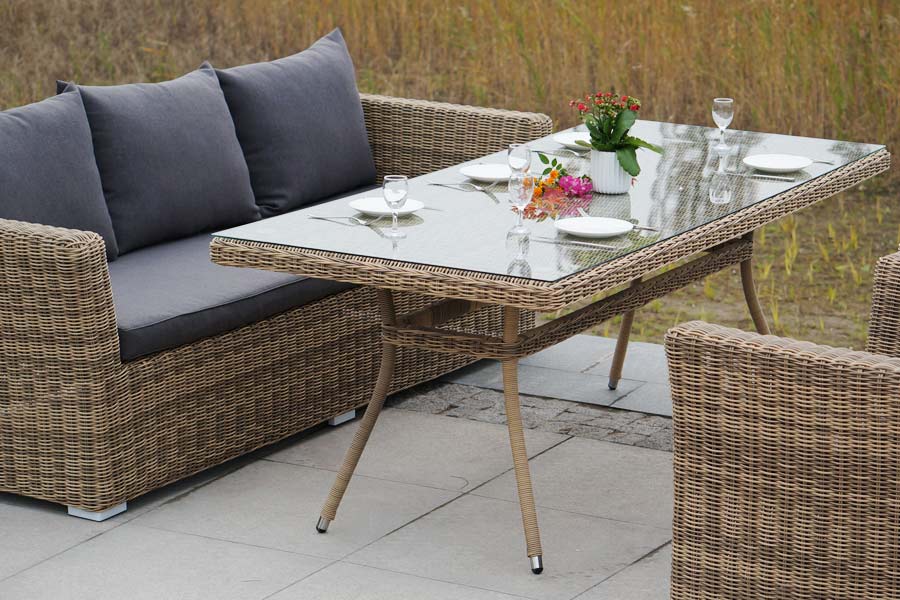 фото "моккачино" обеденная группа из искусственного ротанга, цвет соломенный