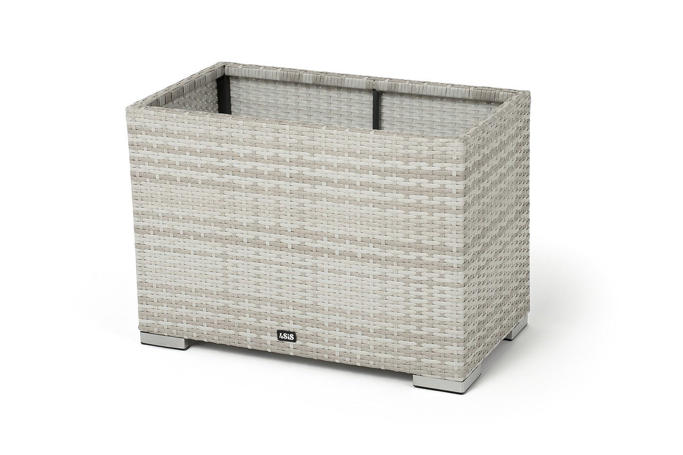 фото "лунго" кашпо для цветов большое плетеное из искусственного ротанга, цвет бежевый