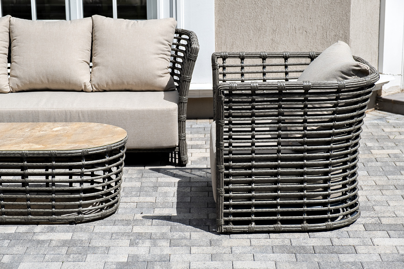 фото "валенсия" лаунж-зона из искусственного ротанга, цвет серый