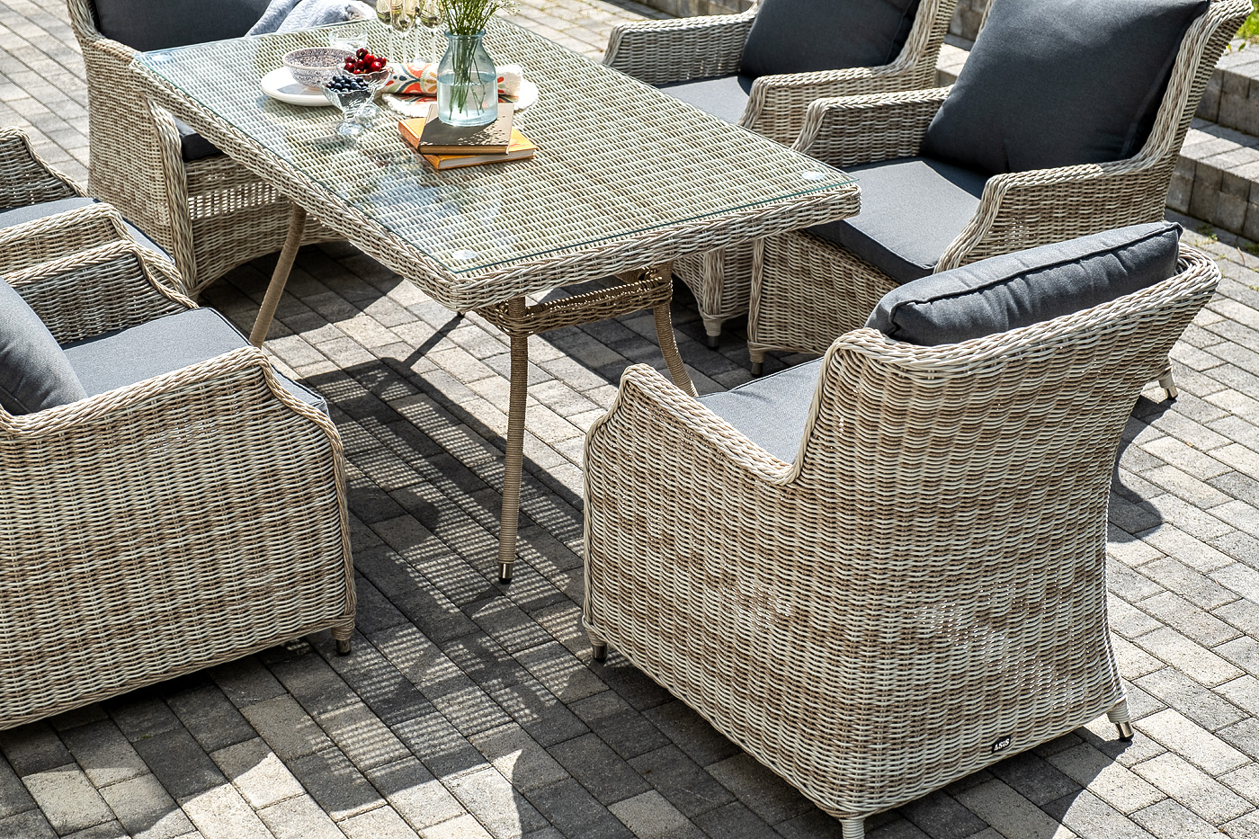 фото "неаполь" обеденная группа плетеная из искусственного ротанга, цвет соломенный