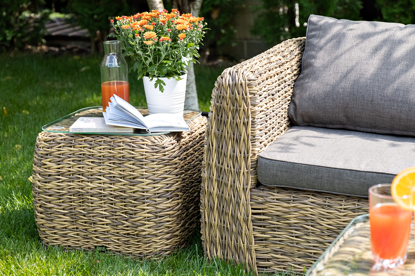 фото "кальяри" лаунж-зона из искусственного ротанга (гиацинт), цвет соломенный