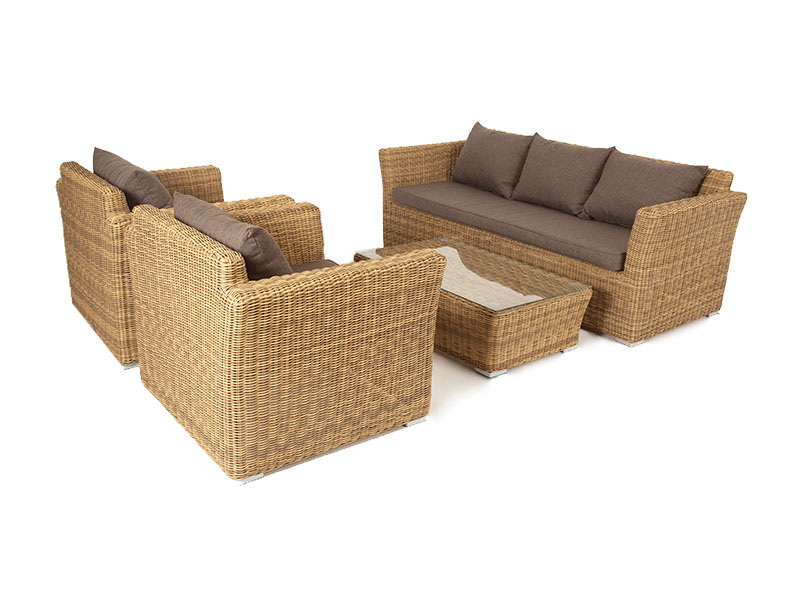 фото "капучино" лаунж-зона из искусственного ротанга, цвет соломенный