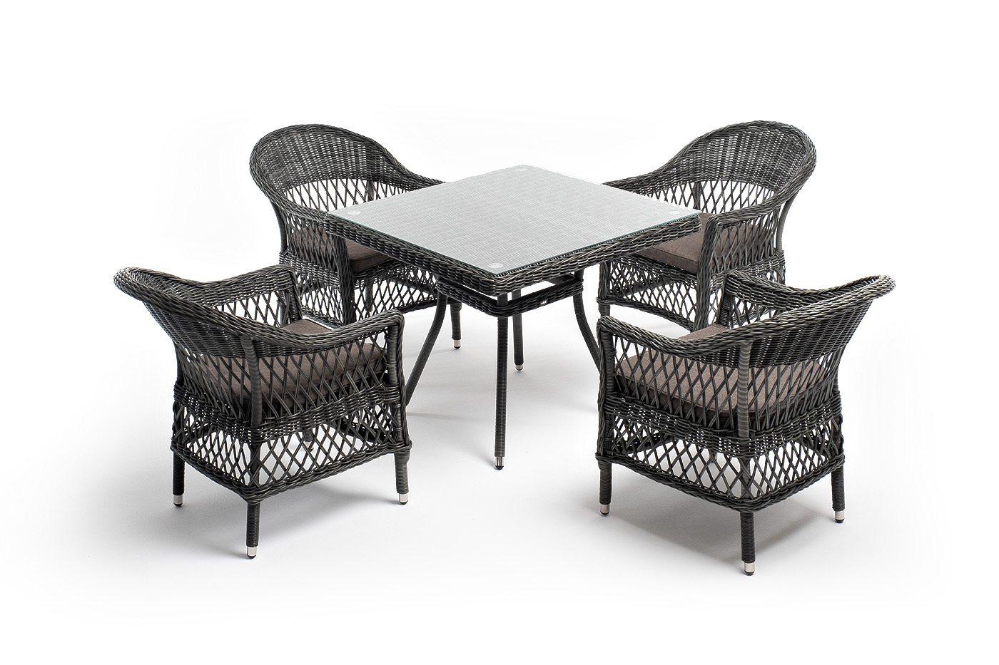 фото "сицилия" обеденная группа плетеная, цвет графит