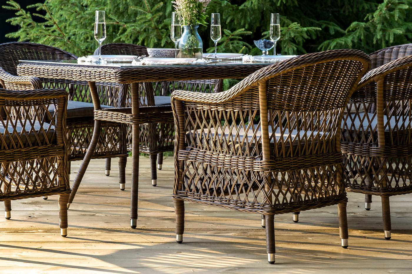 фото "амароне" обеденная группа из искусственного ротанга на 6 персон, цвет коричневый