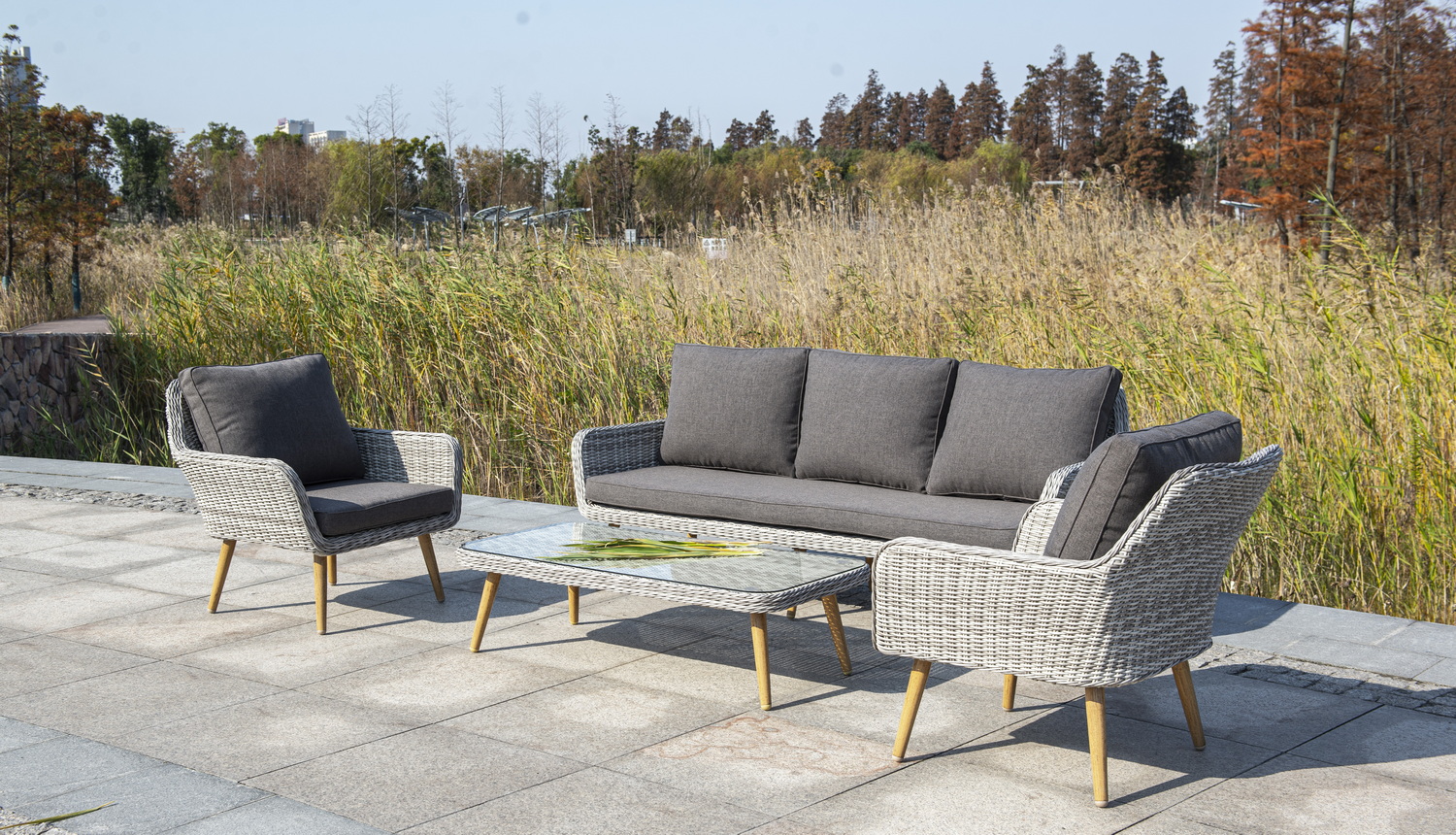 фото "прованс" диван из искусственного ротанга трехместный, цвет бежевый