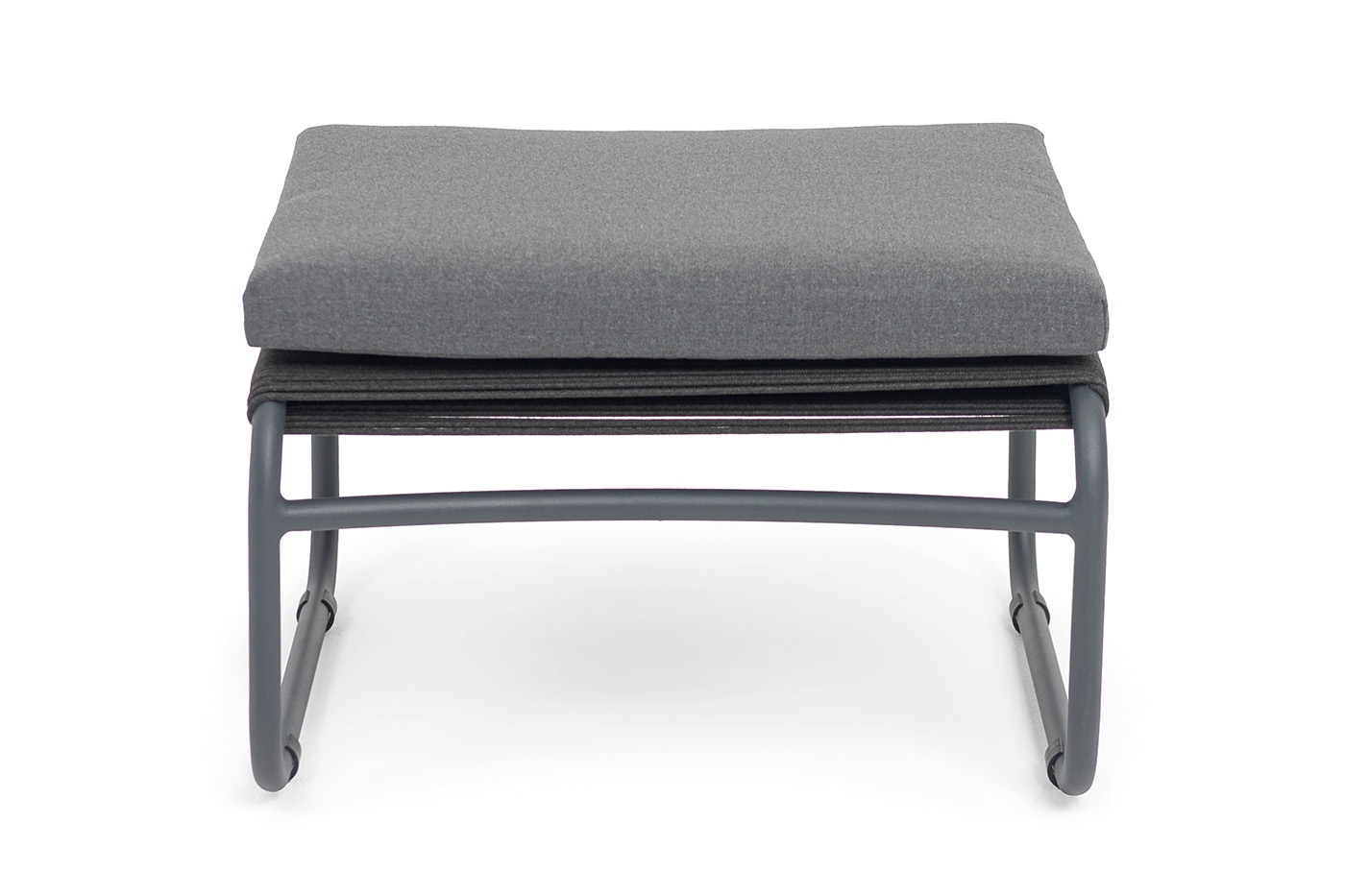 фото "ането" пуф плетеный из роупа, каркас алюминий темно-серый (ral7024) муар, роуп темно-серый круглый