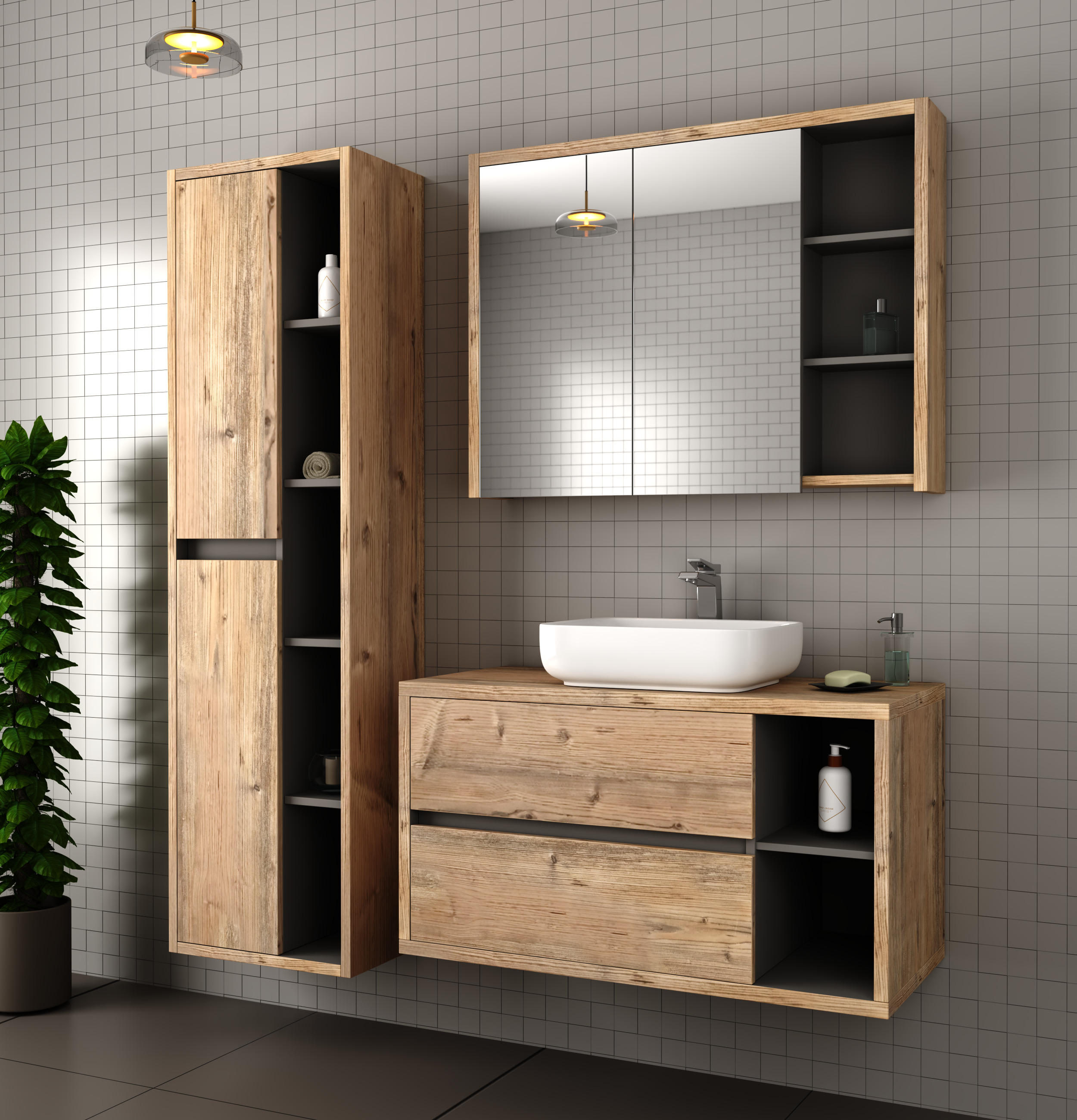 фото зеркало-шкаф olona 80, пихта