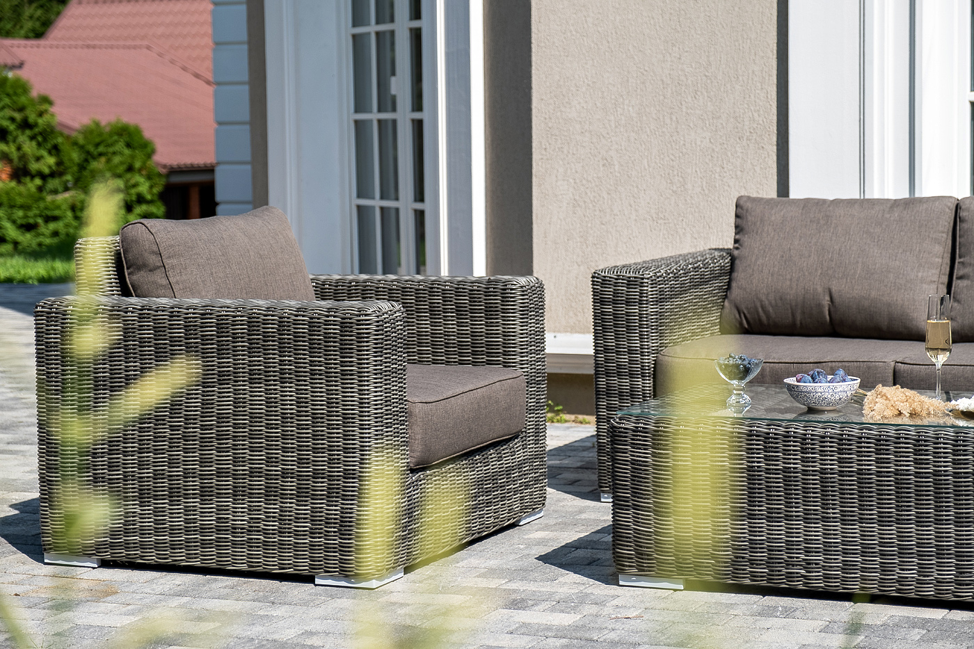 фото "боно" лаунж-зона из искусственного ротанга, цвет графит