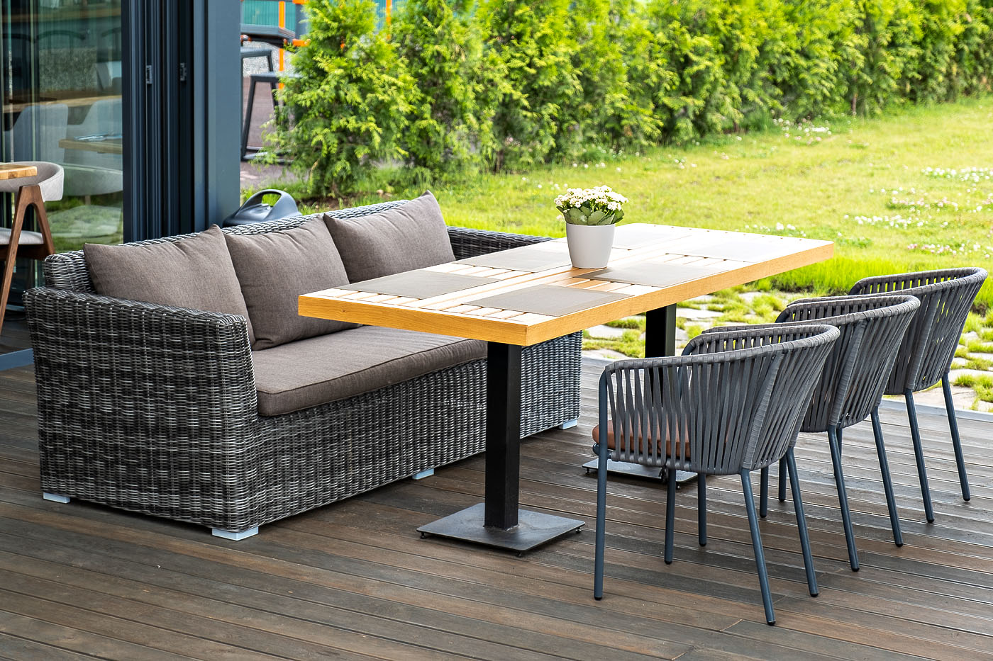 фото "капучино" диван из искусственного ротанга трехместный, цвет графит