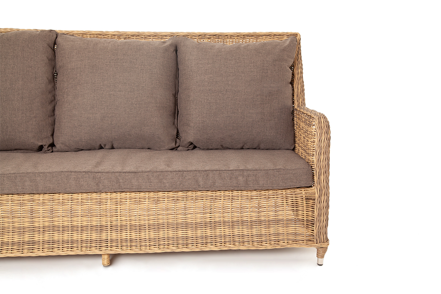 фото "гляссе" диван трехместный из искусственного ротанга, цвет соломенный