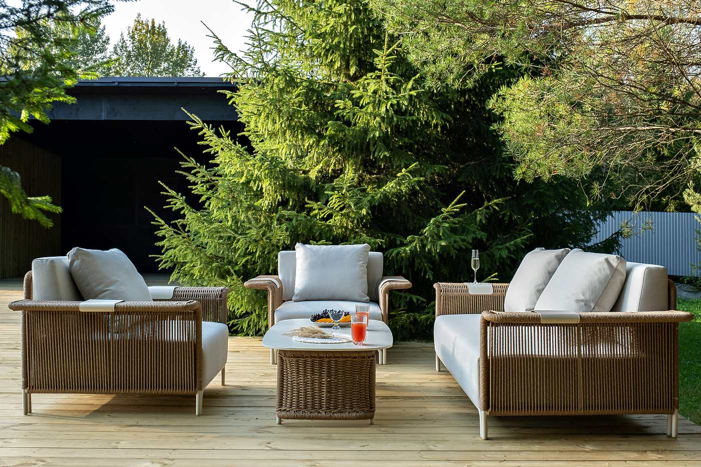 фото "мальдивы" лаунж-зона из искусственного ротанга, цвет соломенный (к)