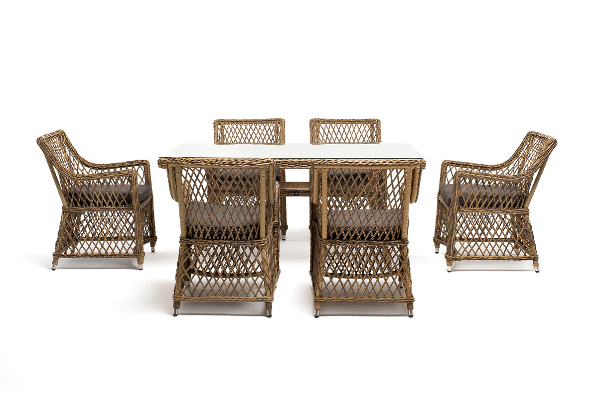 фото "латте" обеденная группа плетеная, цвет соломенный