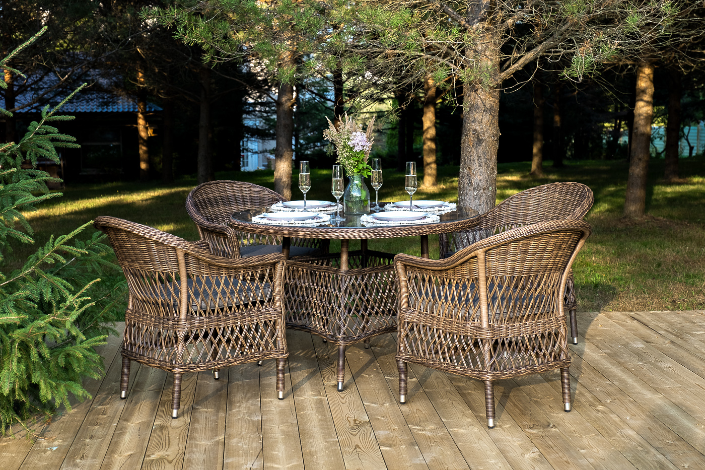 фото "дольче" обеденная группа из искусственного ротанга, цвет коричневый