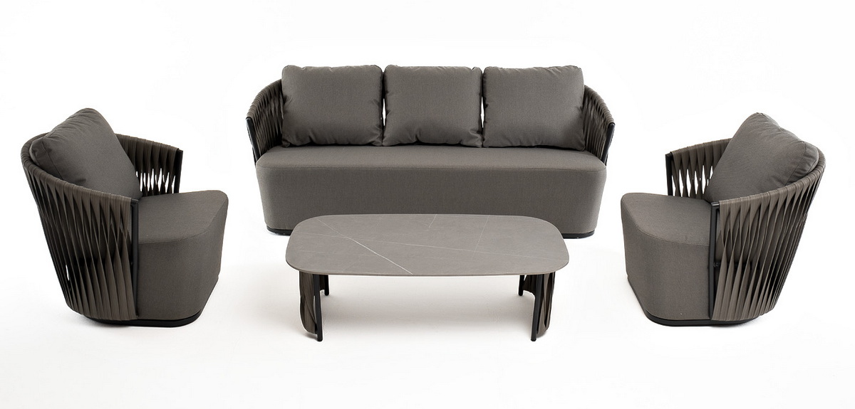 фото "флоренция" лаунж-зона из искусственного ротанга, цвет графит (к)