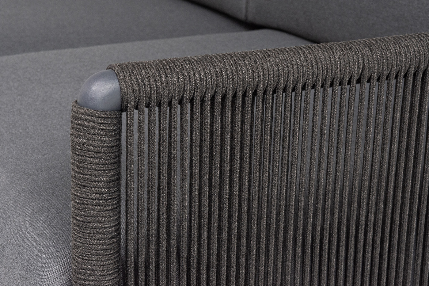 фото "джелло" лаунж-зона 5-местная плетеная из роупа (веревки), каркас алюминиевый темно-серый, роуп темно-серый