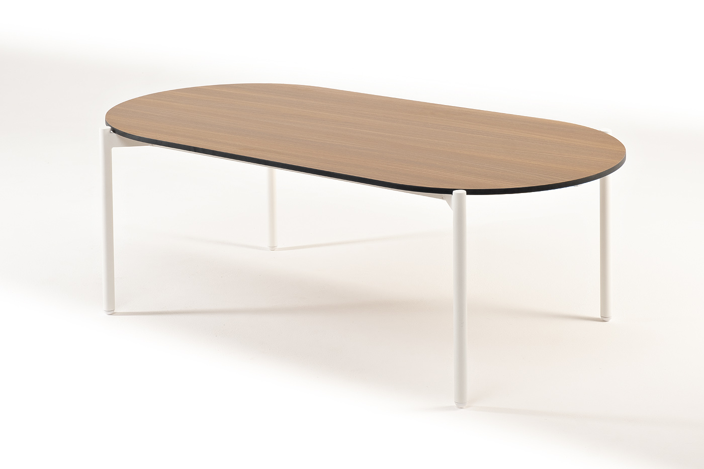 фото "диего" журнальный стол из hpl 120х60 h40, каркас белый муар, цвет "дуб"