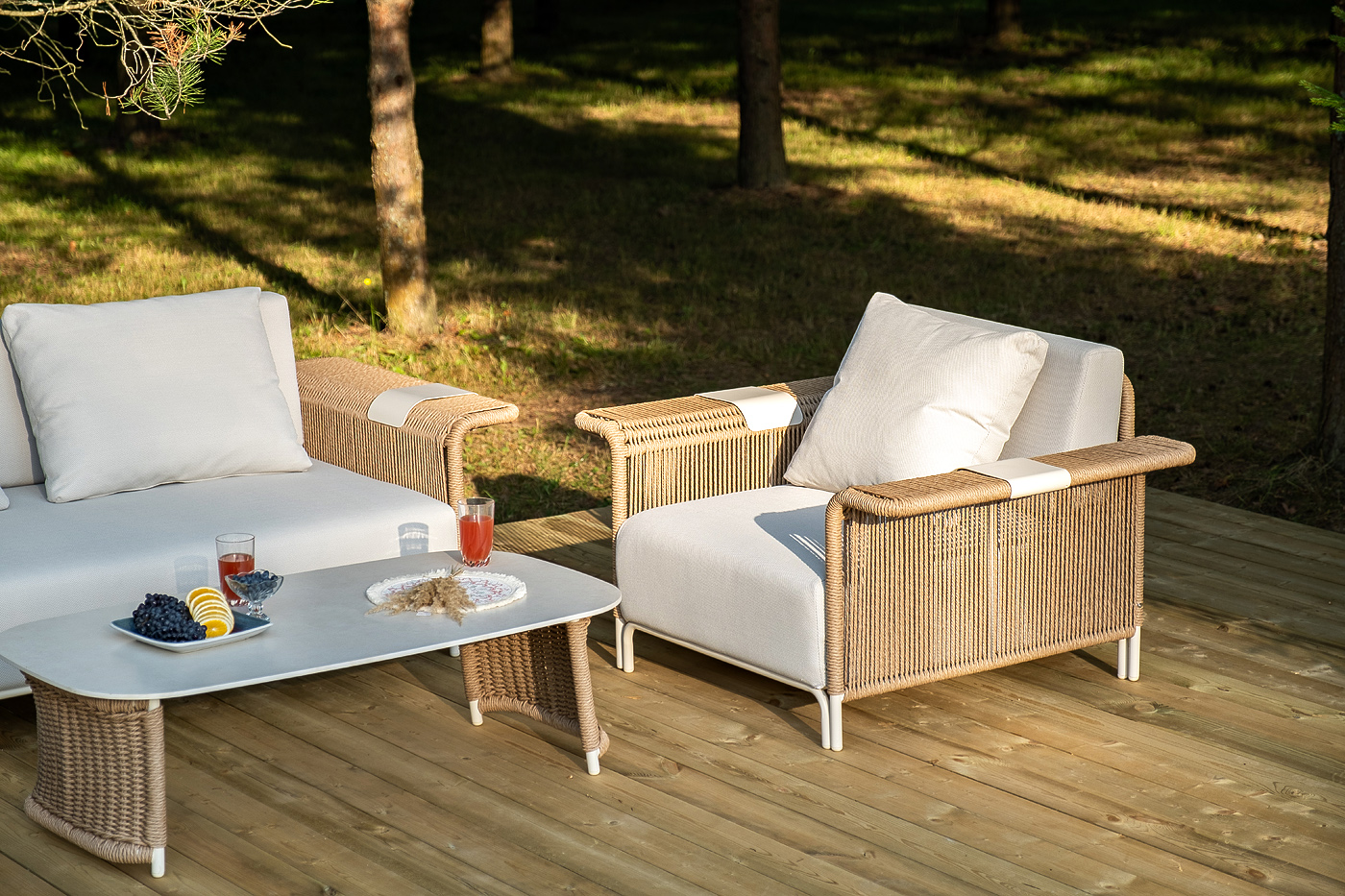 фото "мальдивы" лаунж-зона из искусственного ротанга, цвет соломенный (к)