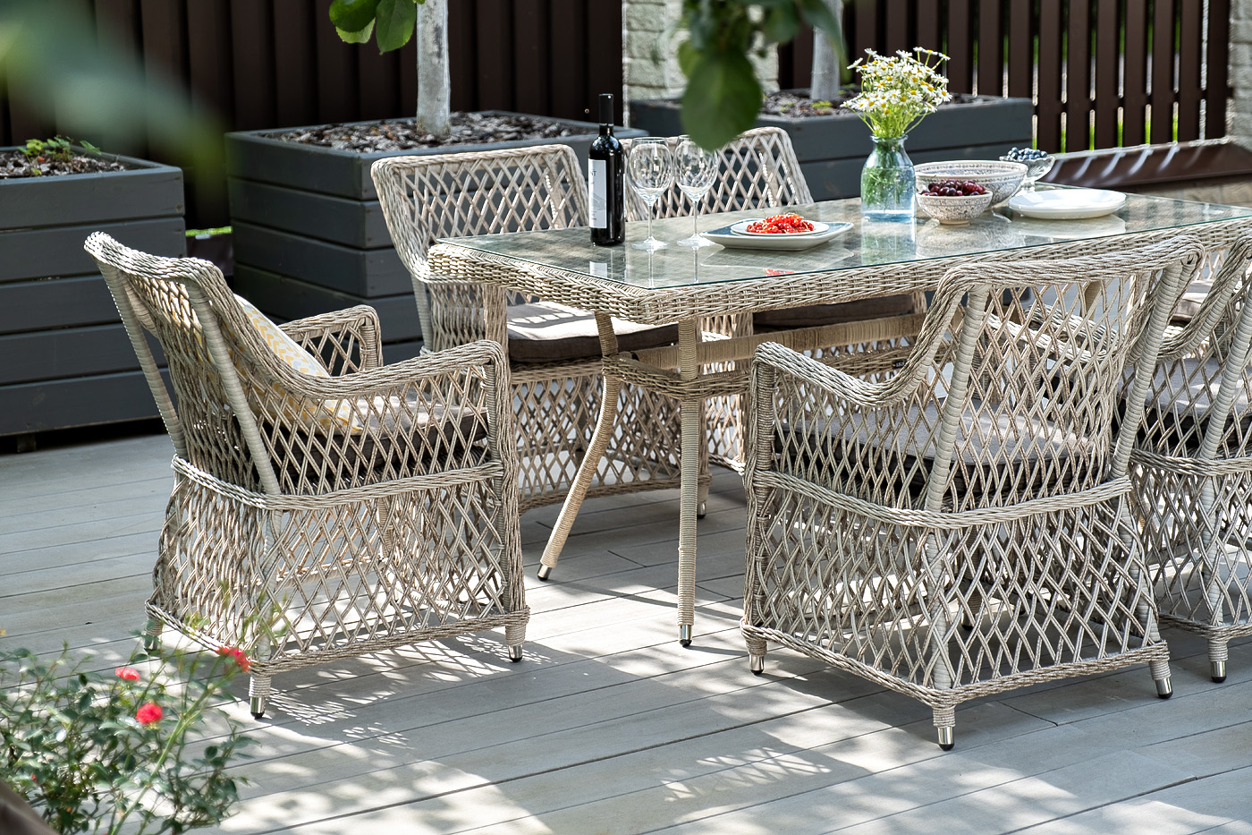 фото "латте" обеденная группа плетеная, цвет бежевый