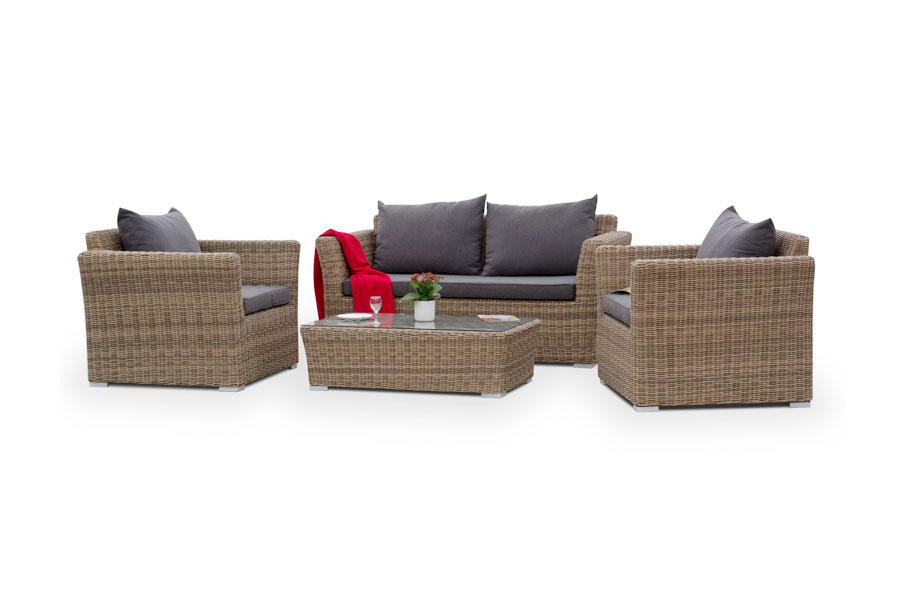 фото "капучино сингл" лаунж-зона из искусственного ротанга, цвет соломенный