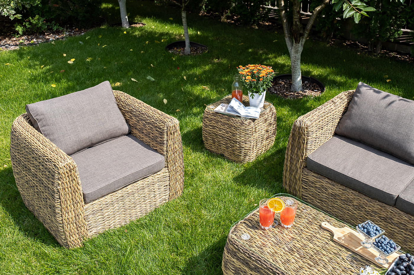 фото "кальяри" кофейный столик из искусственного ротанга (гиацинт), цвет соломенный