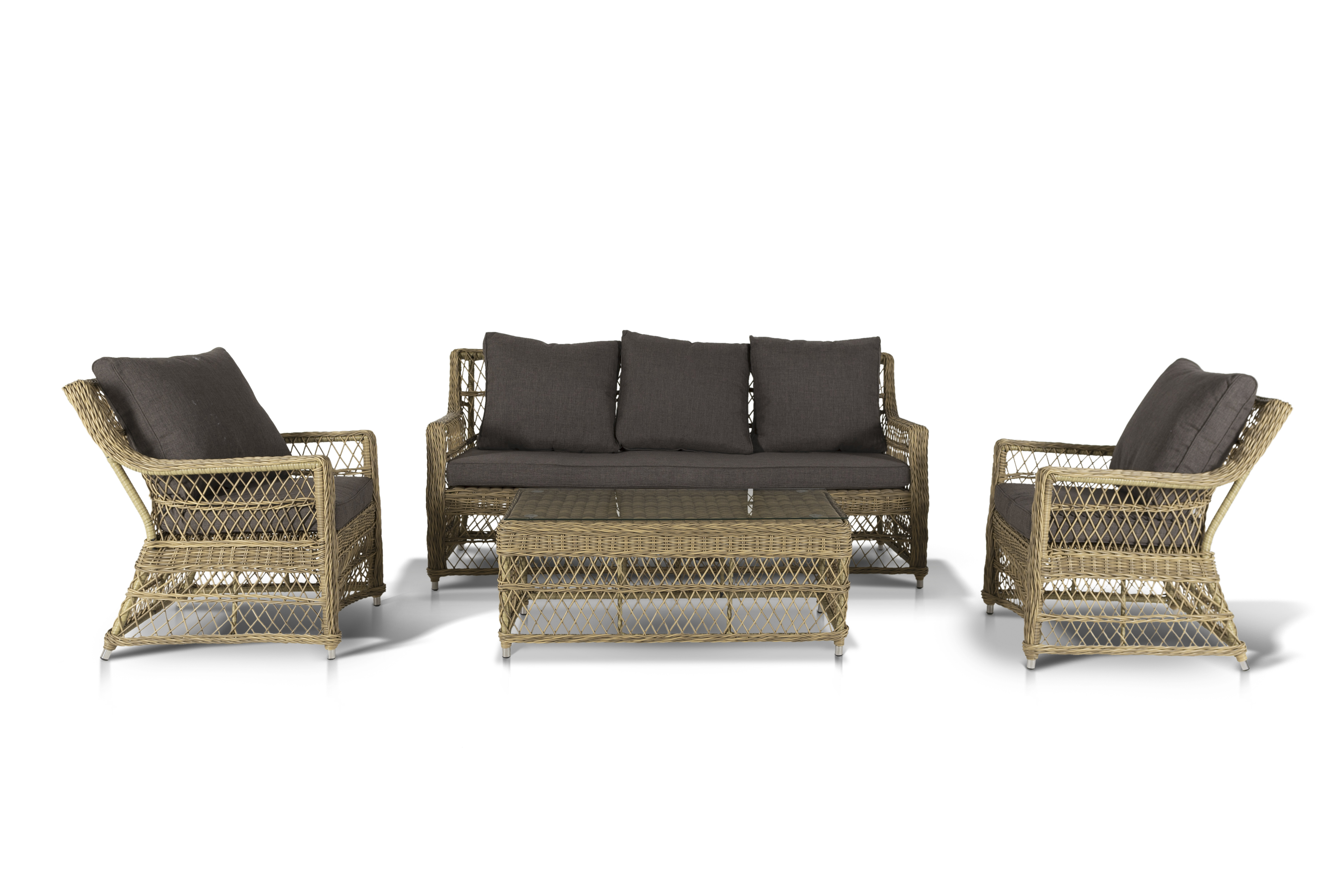 фото "гранд латте" лаунж-зона из искусственного ротанга, цвет соломенный