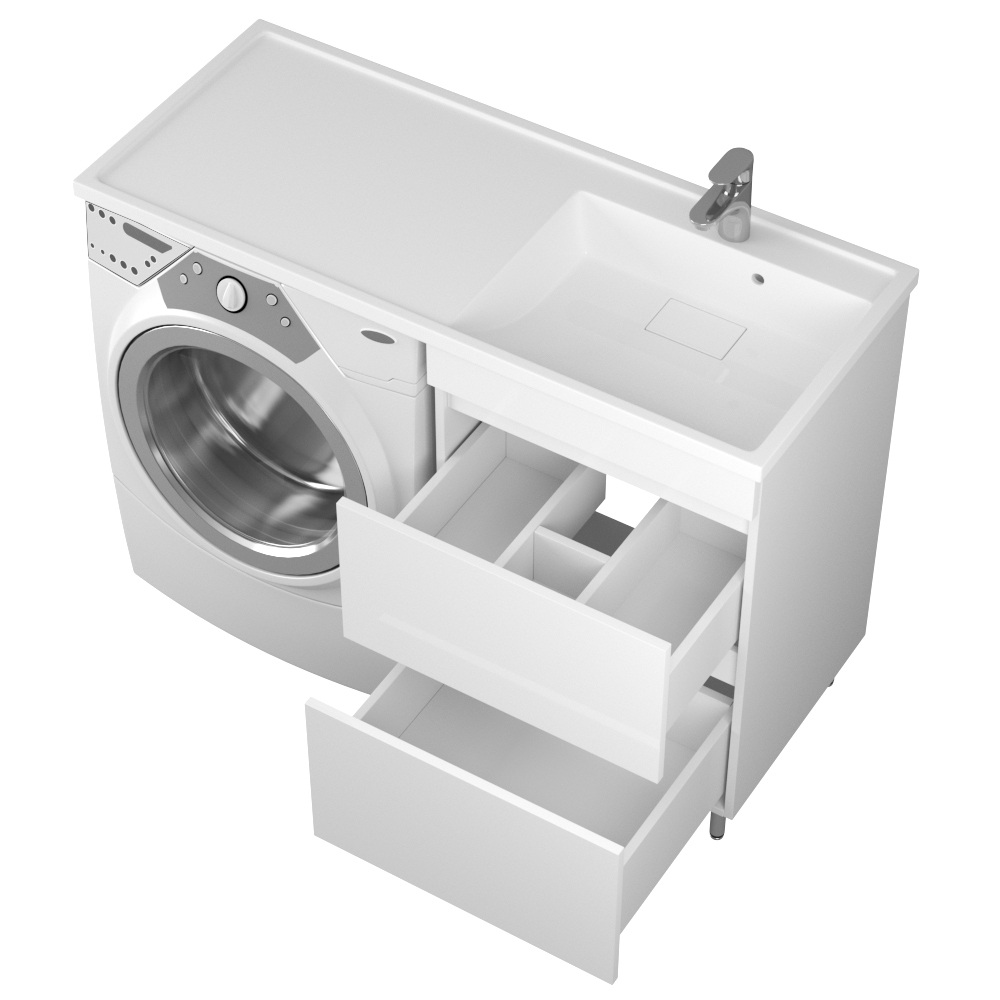 фото тумба 2 ящика с раковиной под стиральную машину магра 55