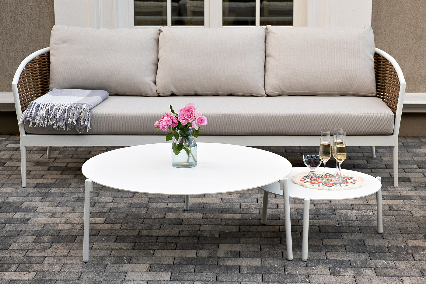 фото "тоскана" лаунж-зона из искусственного ротанга, цвет соломенный (к)