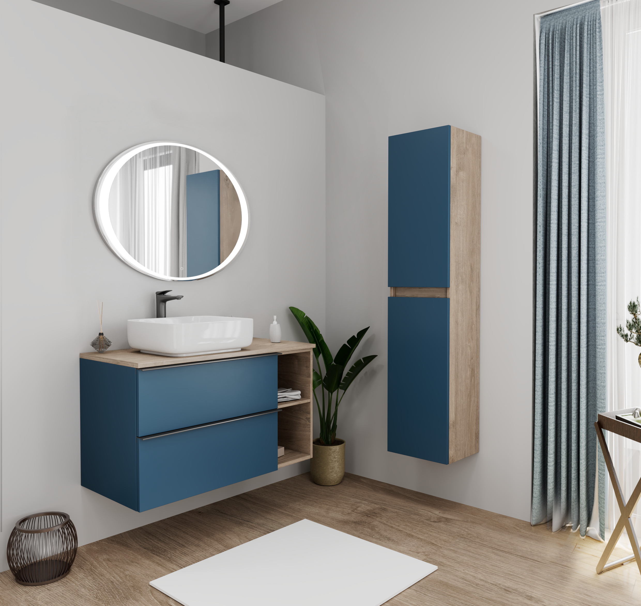 фото тумба sangro 100 с раковиной, индиго