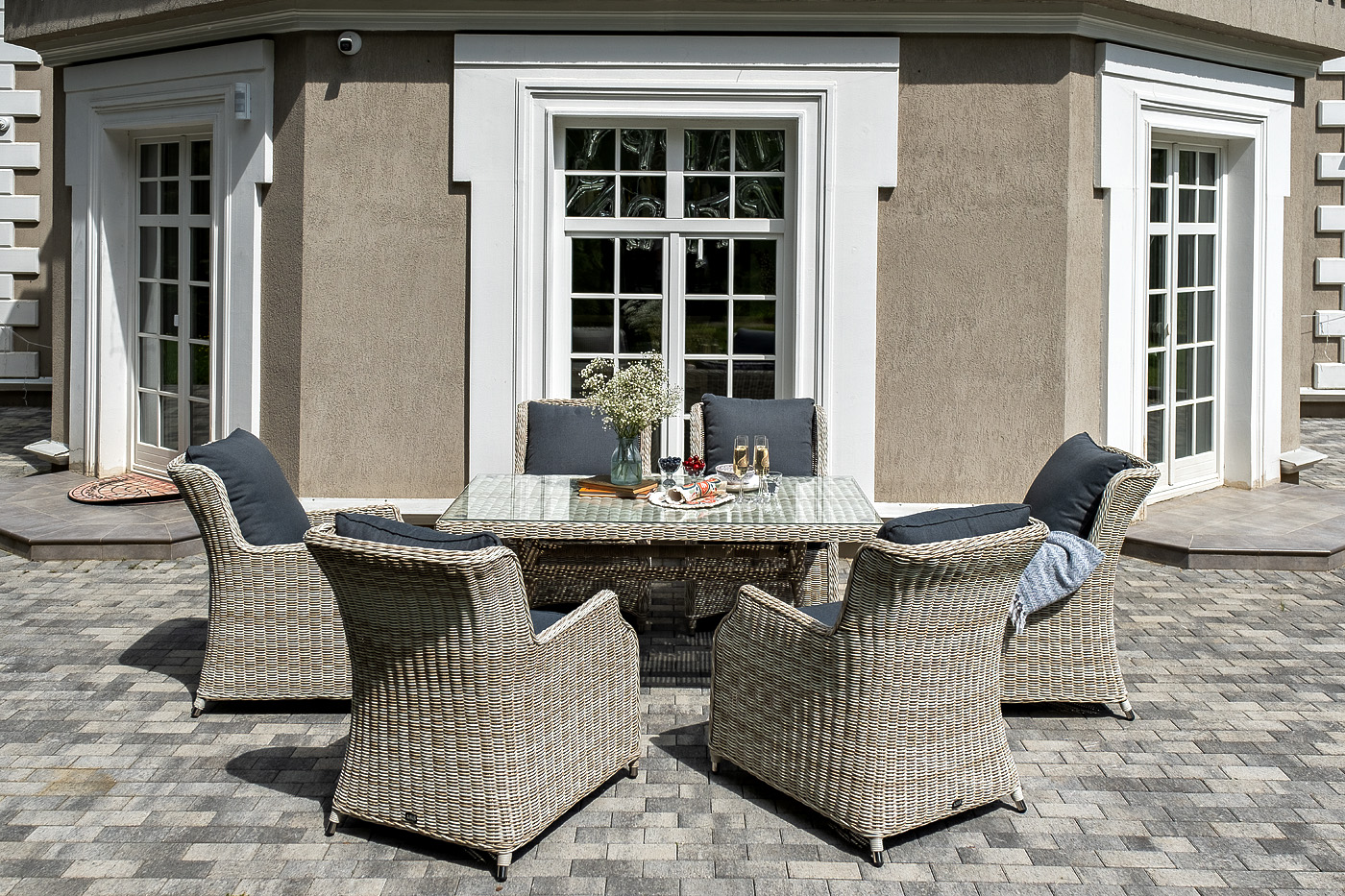 фото "неаполь" обеденная группа плетеная из искусственного ротанга, цвет соломенный