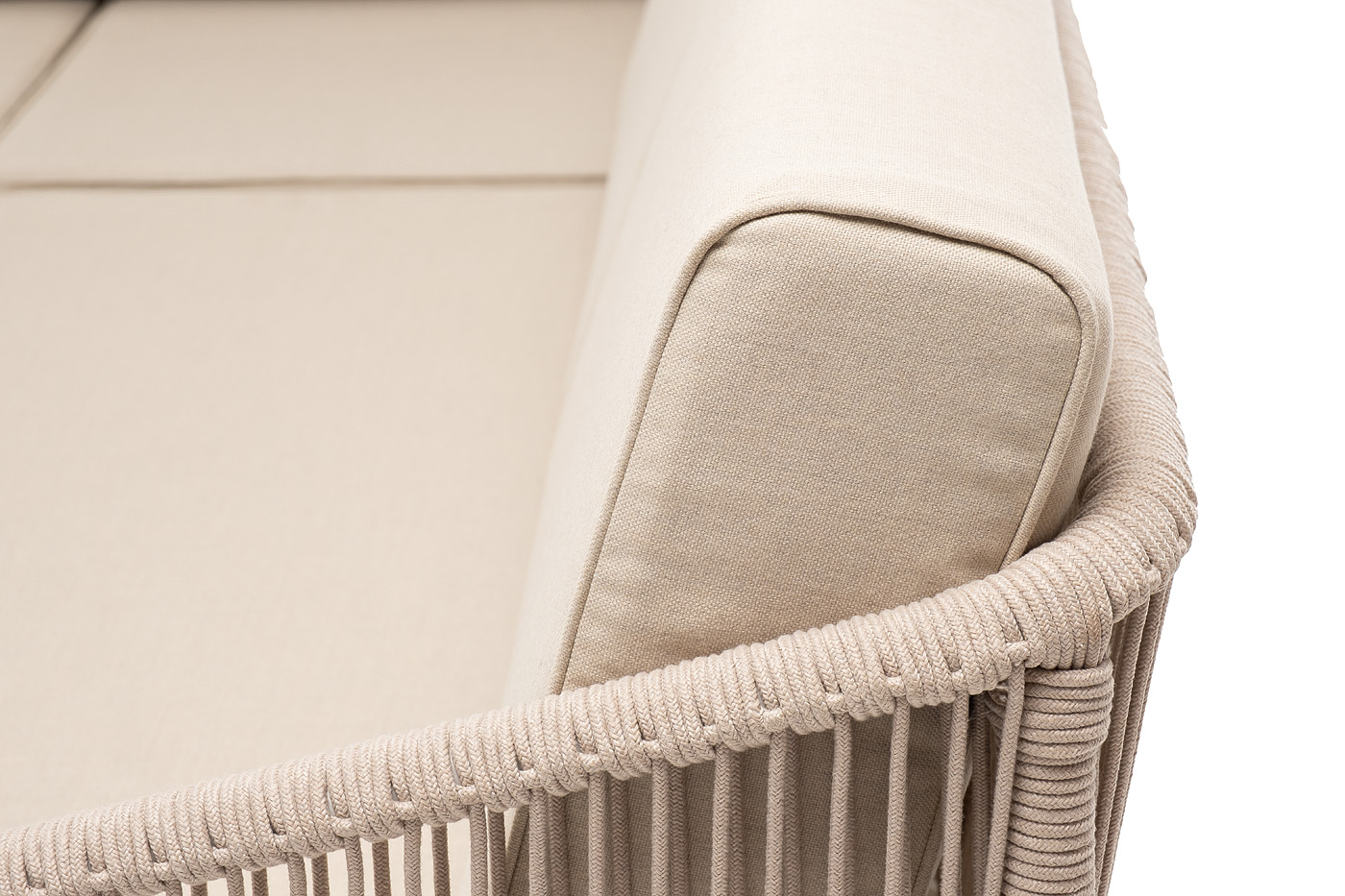 фото "канны" модульная угловая лаунж-зона из роупа (веревки) со столом "диего" (молочный), цвет бежевый