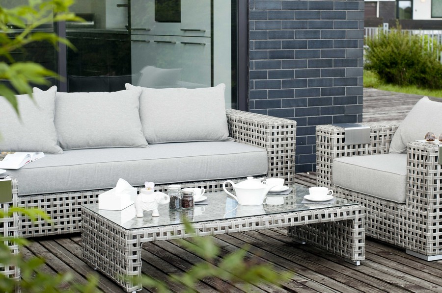 фото "тито" лаунж-зона из искусственного ротанга, цвет серый (к)