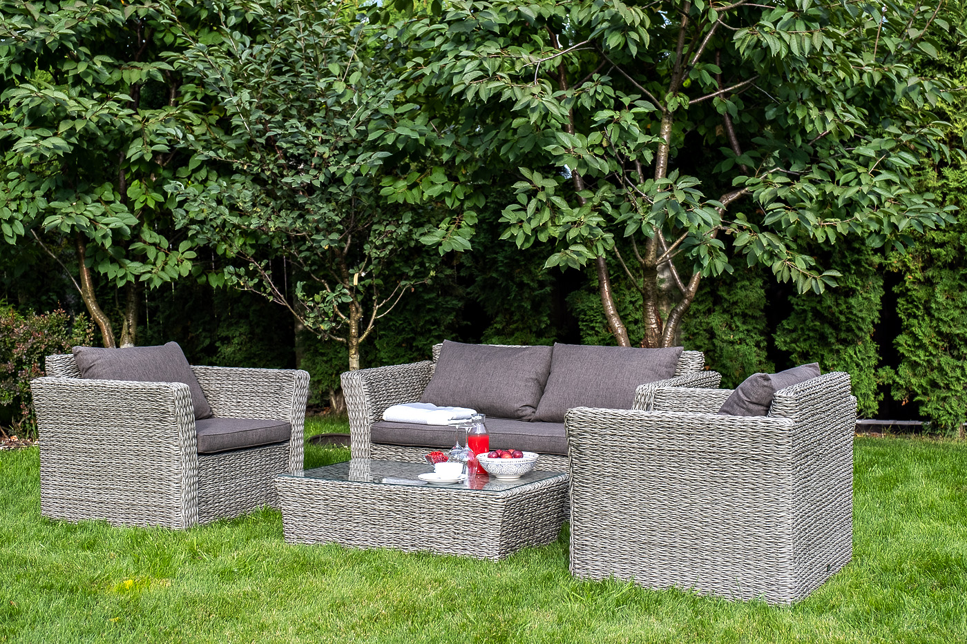 фото "капучино сингл" лаунж-зона из искусственного ротанга (гиацинт), цвет серый