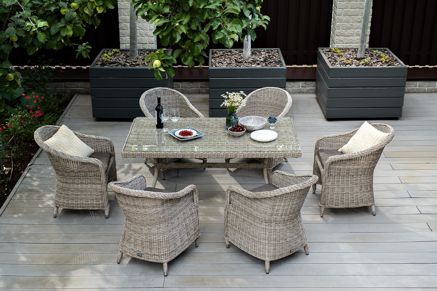 фото "эспрессо" обеденная группа плетеная, цвет бежевый