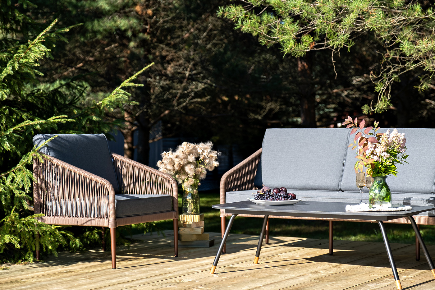 фото "канны" лаунж-зона 5-местная плетеная из роупа (веревки), роуп коричневый