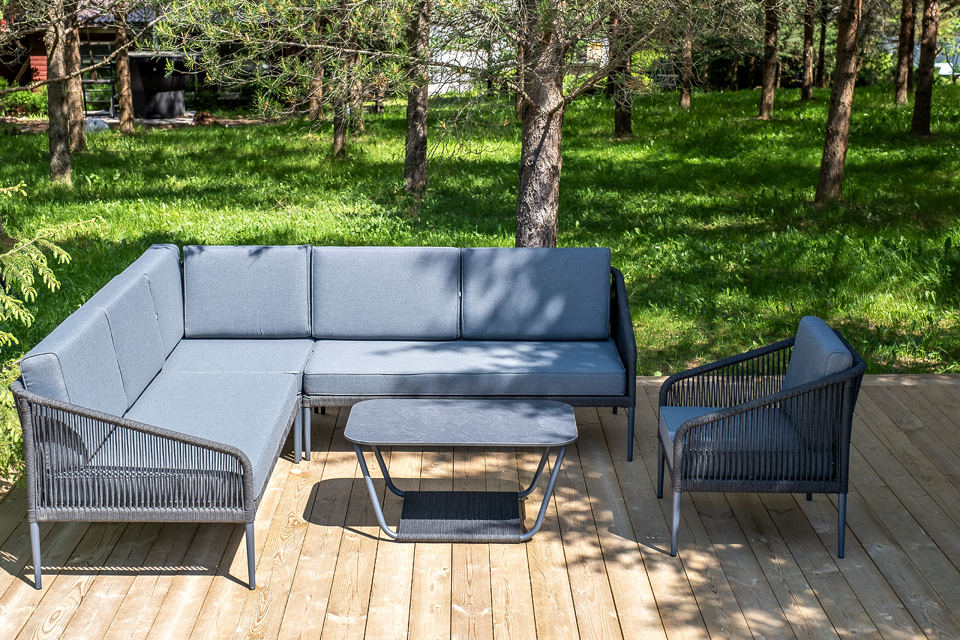 фото "канны" модульная угловая лаунж-зона из роупа (веревки), цвет темно-серый