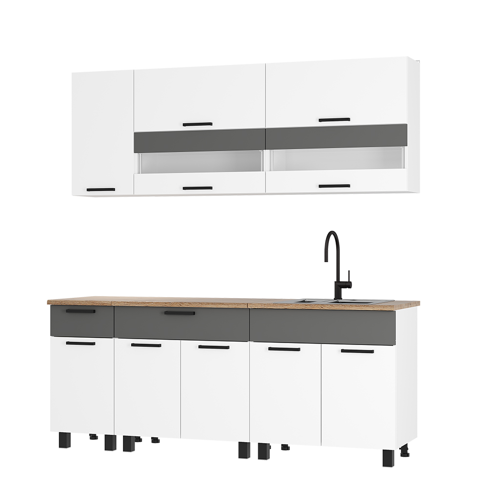 Кухня 2000 Монтана (Белый/Графит) фото кухня 2000 монтана (белый/графит)