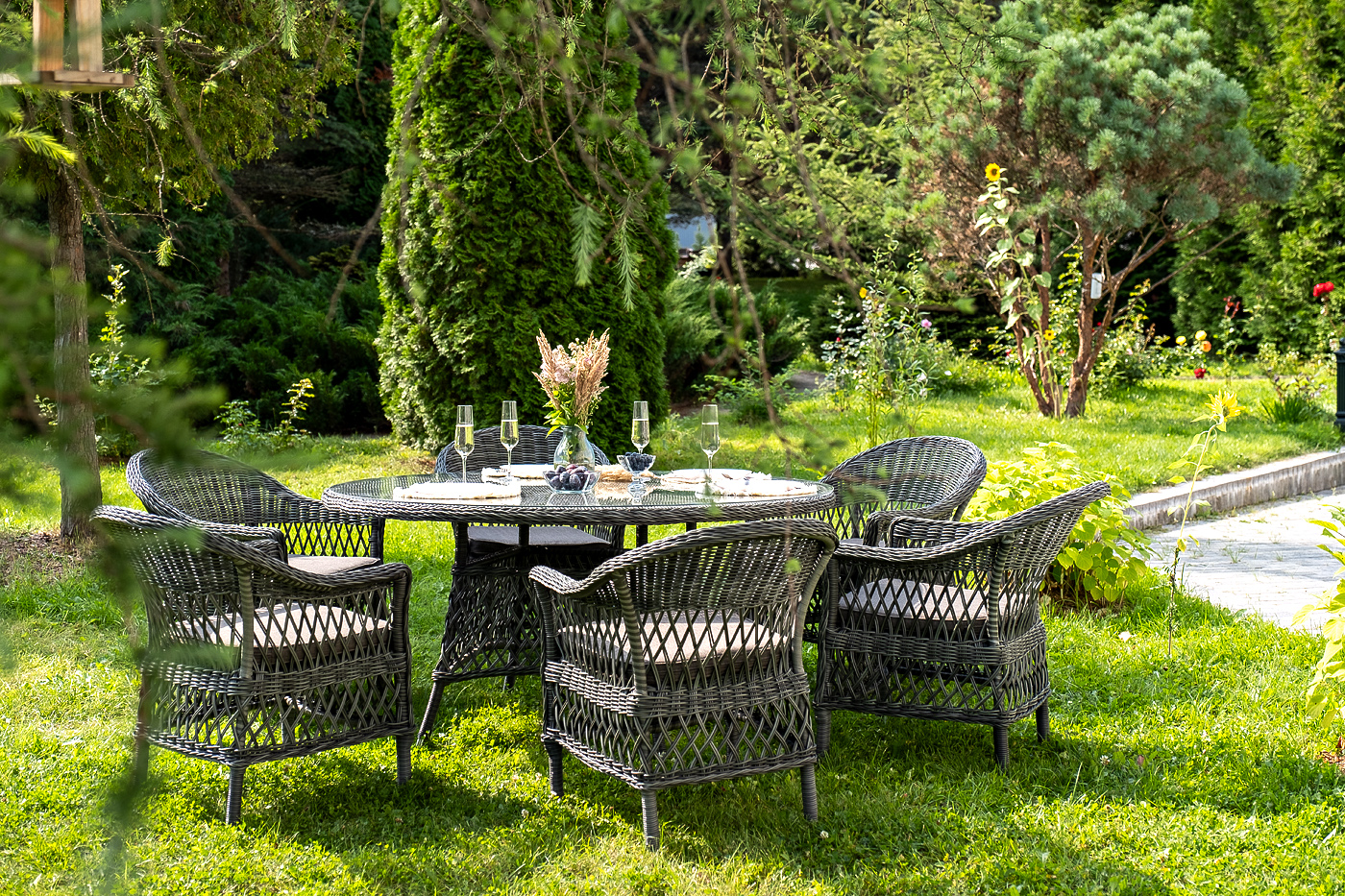 фото "эспрессо–150 s" обеденная группа плетеная, цвет графит