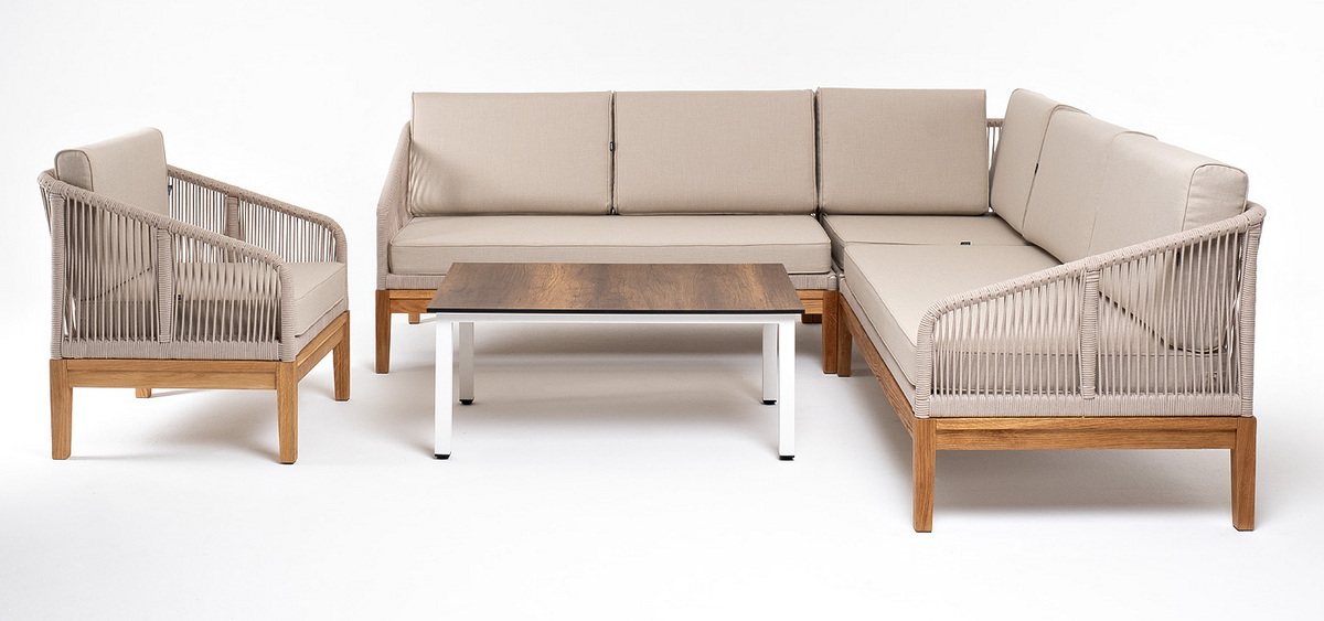 фото "канны" модульная угловая лаунж-зона из роупа (веревки), цвет темно-серый