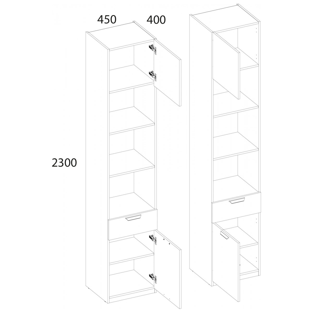 фото шкаф открытый 2d1s/45 modern
