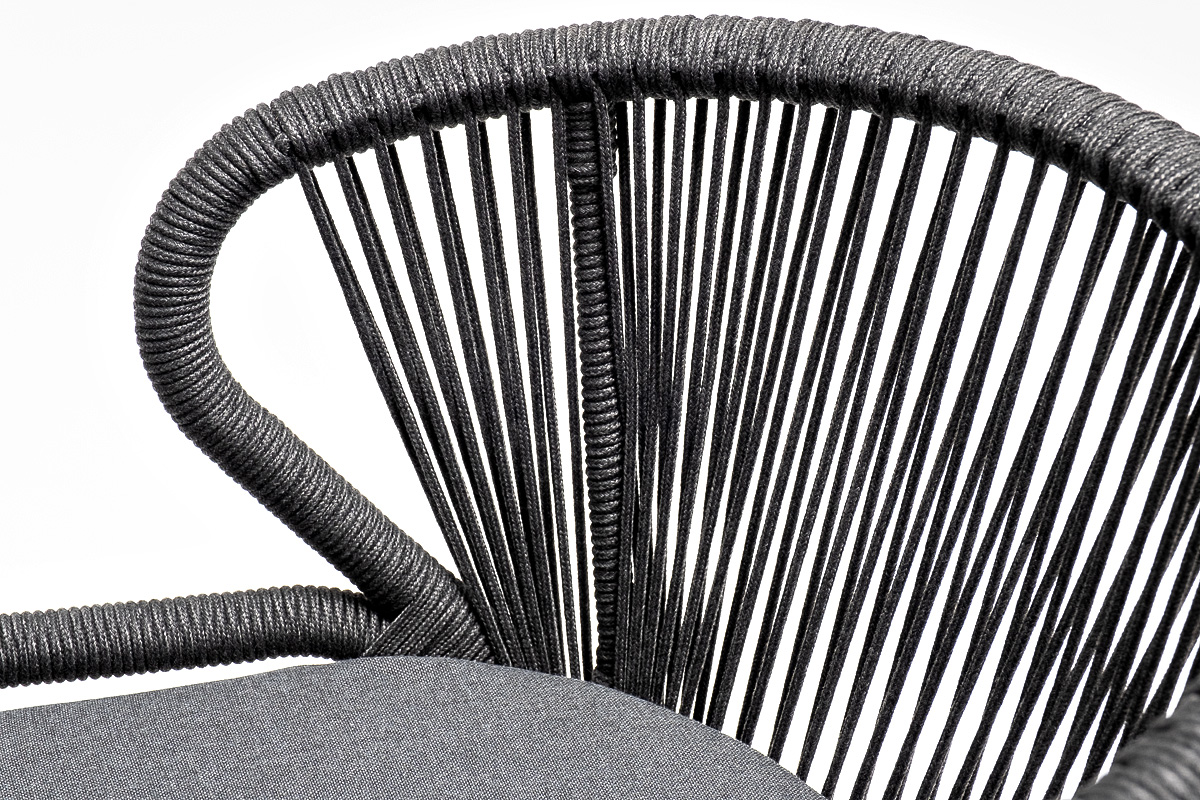 фото "венето" обеденная группа на 6 персон со стульями "милан", каркас темно-серый, роуп темно-серый