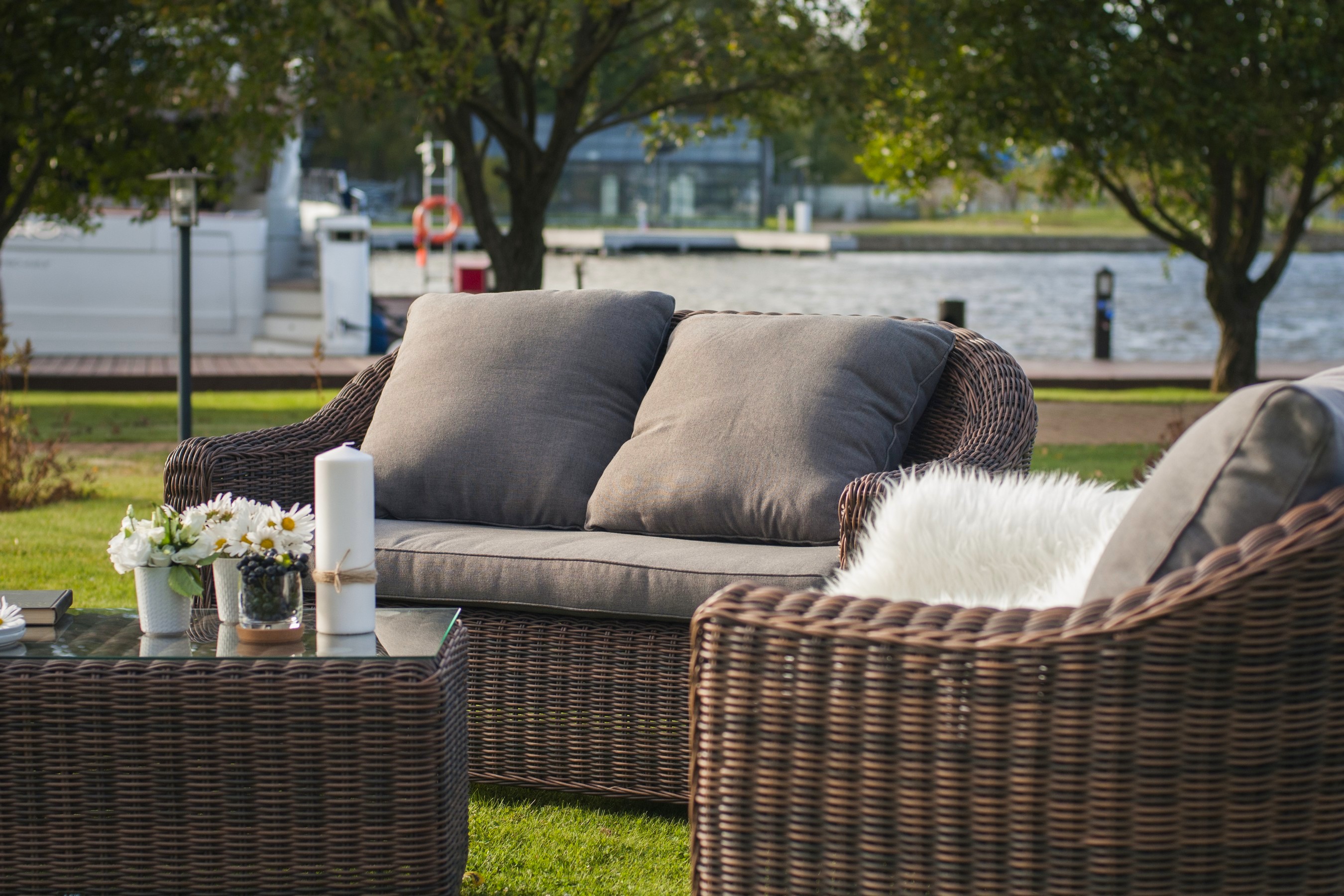 фото "кон панна" диван из искусственного ротанга двухместный, цвет коричневый