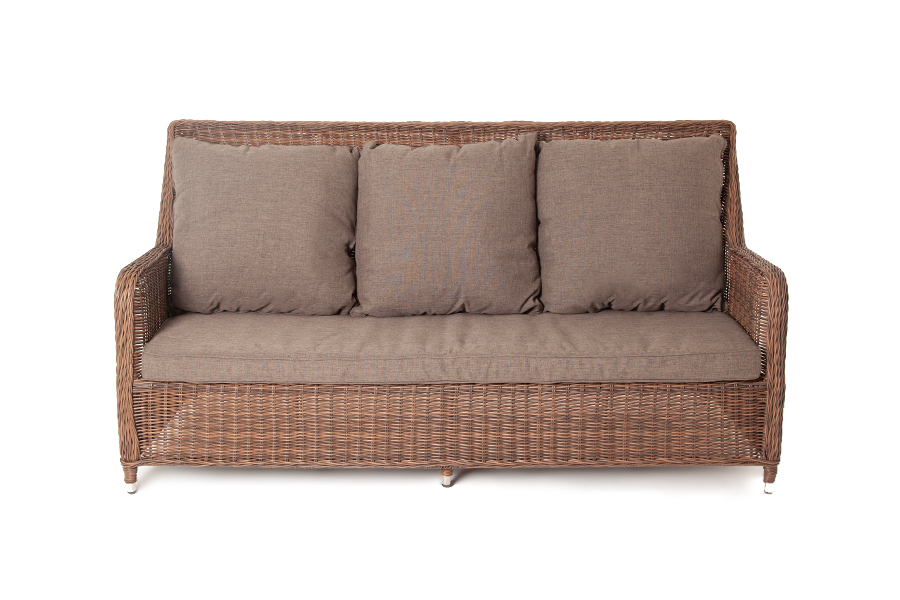 фото "гляссе" диван трехместный из искусственного ротанга, цвет коричневый