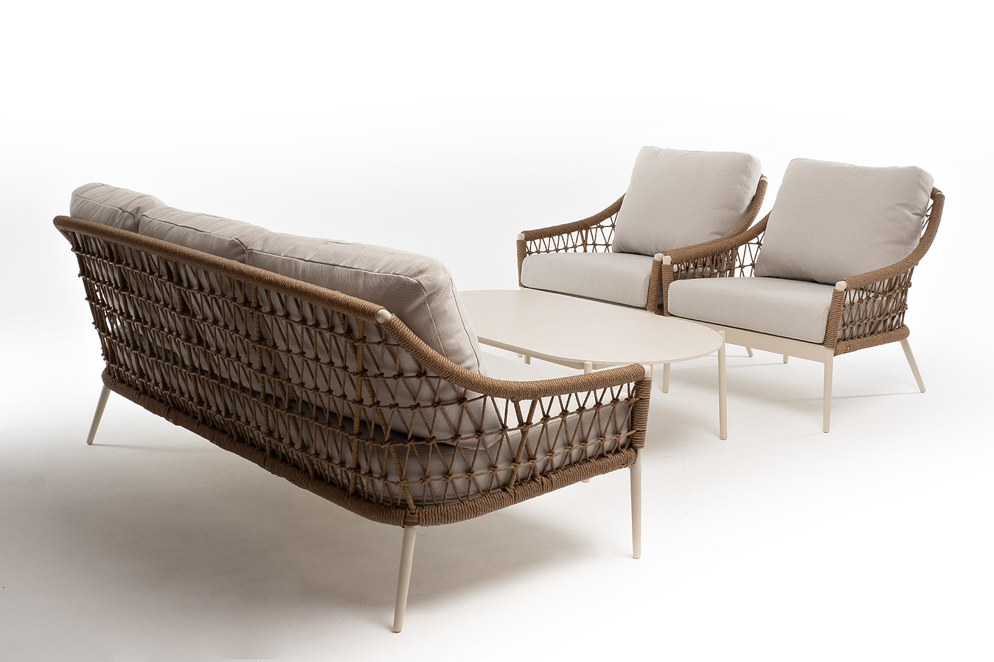 фото "венеция" лаунж-зона из искусственного ротанга, цвет соломенный