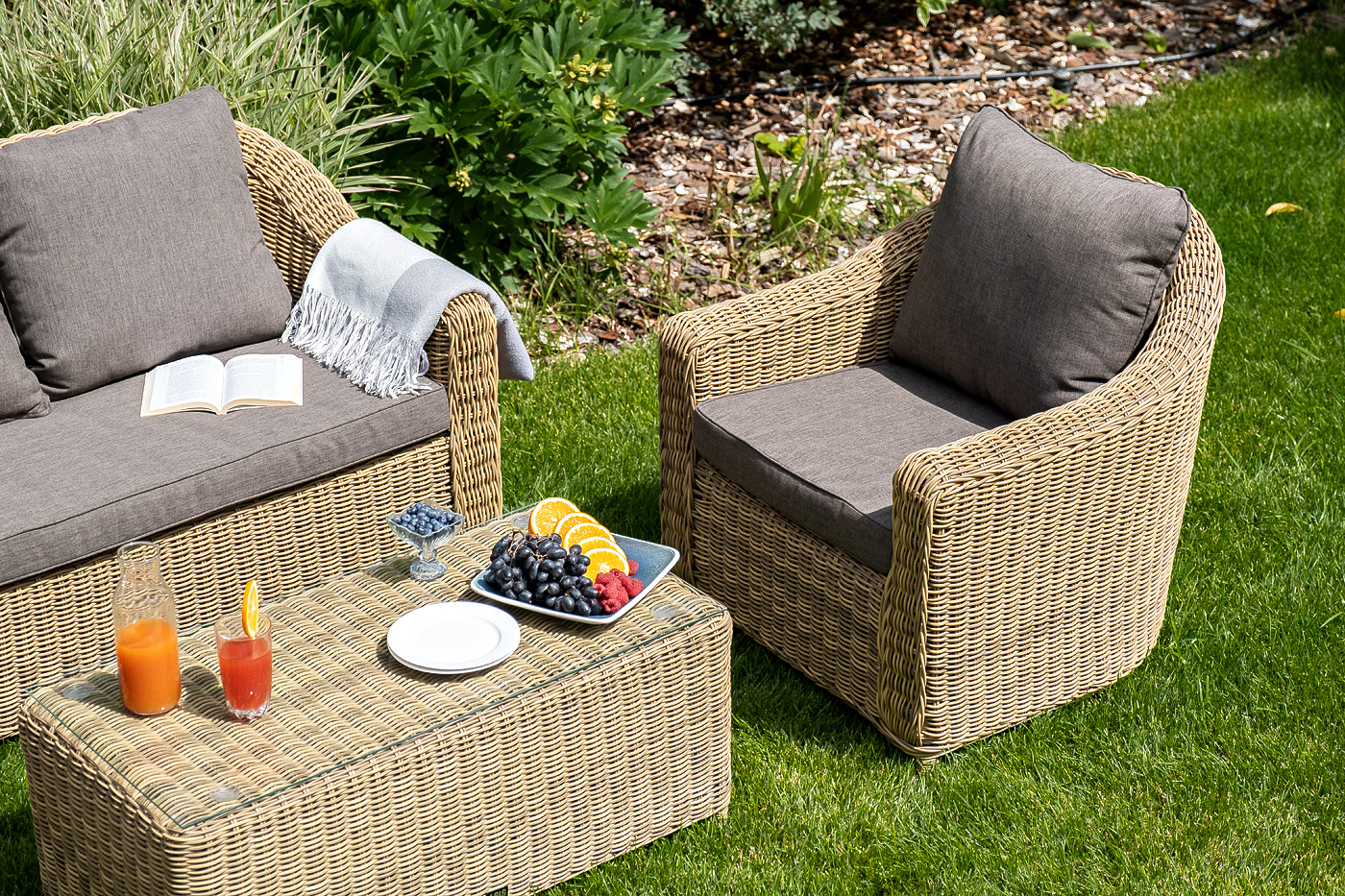 фото "кон панна" кресло из искусственного ротанга, цвет соломенный