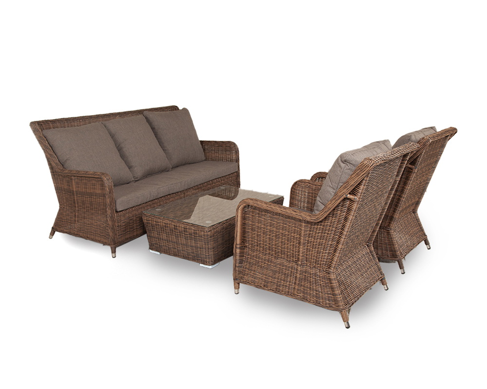 фото "гляссе" лаунж-зона из искусственного ротанга, цвет коричневый