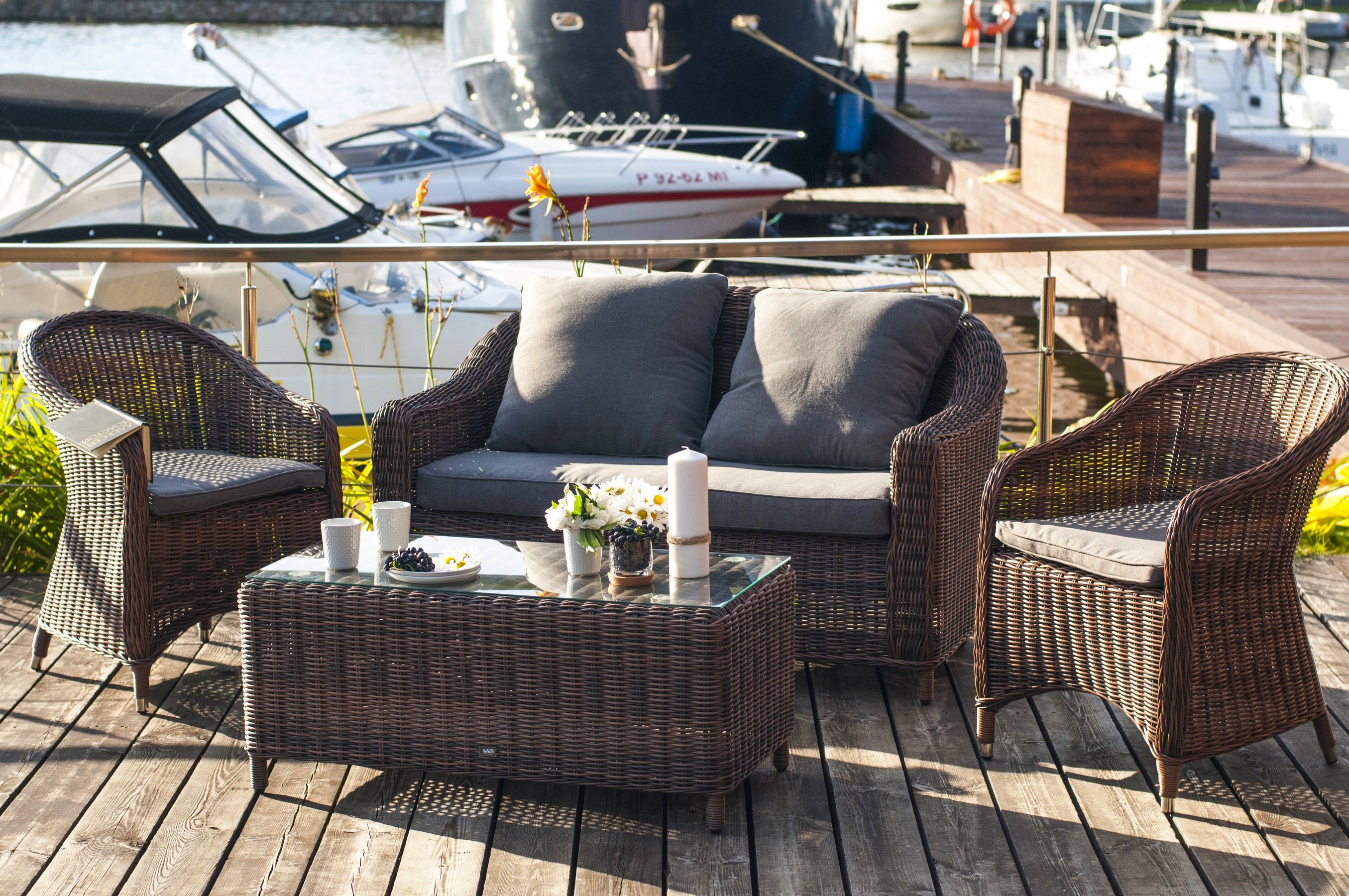 фото "кон панна" диван из искусственного ротанга двухместный, цвет коричневый