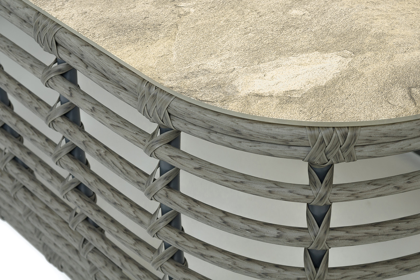 фото "ницца" журнальный столик из искусственного ротанга, цвет серый