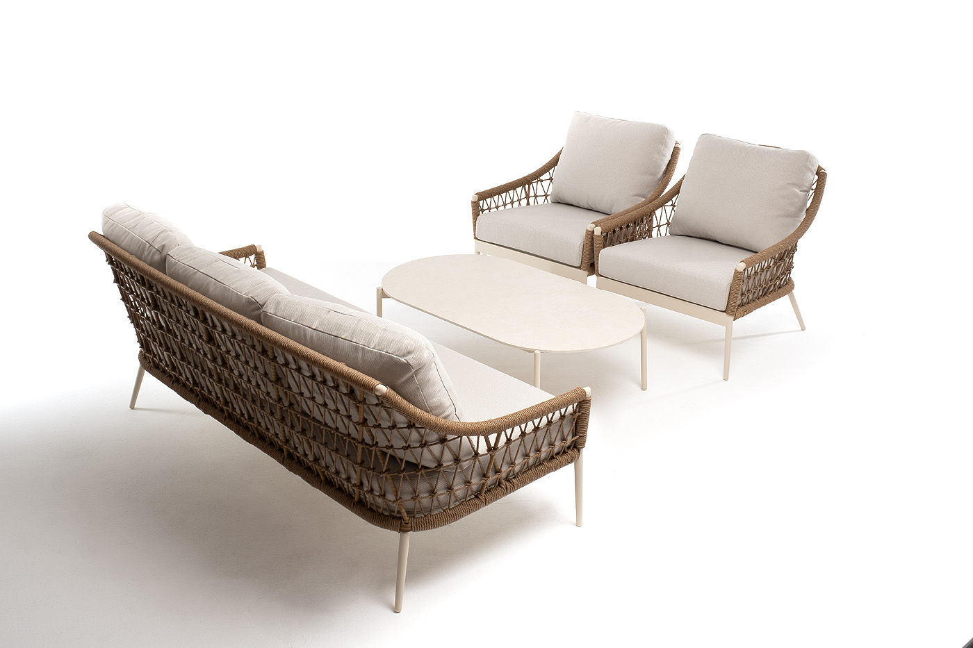 фото "венеция" лаунж-зона из искусственного ротанга, цвет соломенный